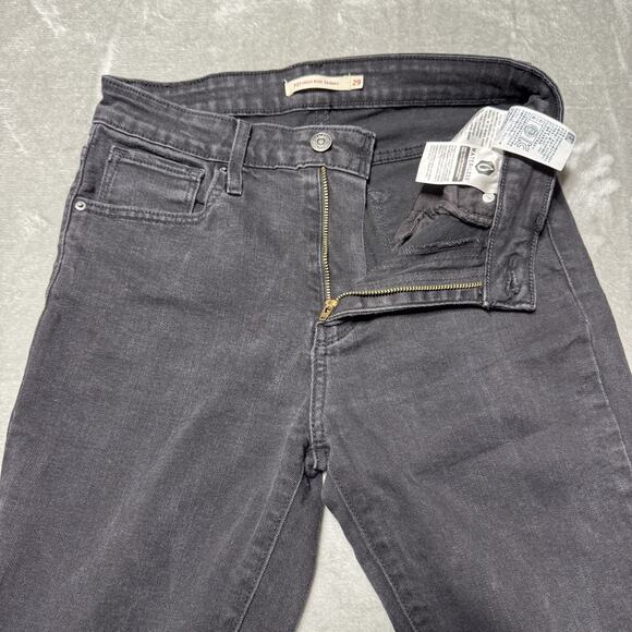 Levis 721 Jeans Womens 29x34 Black Dark Wash Cotton Stretch Straight Slim Fit - Picture 4 of 13